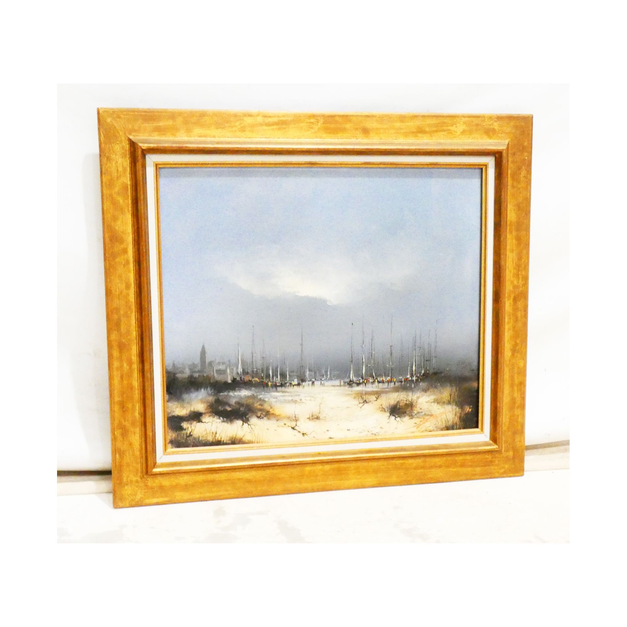 Oil on Canvas Port Decor Signed Serge CUCCA Oil on Canvas Port Decor Signed Serge CUCCA