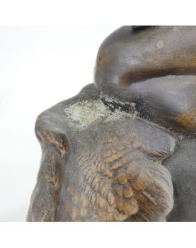 Sujet Homme au Coq en Régule sur Socle en Marbre Signé DELUXE
