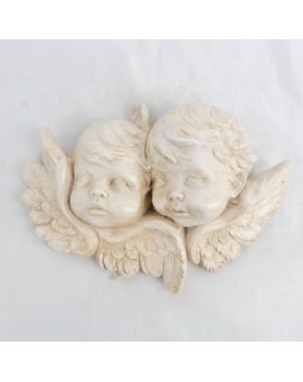Bas Relief 2 Children's Faces in Plaster