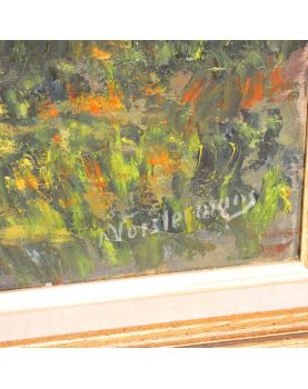 Large Oil on Canvas House with Porch Signed