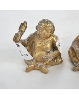 Lot de 3 Sujets Miniatures Sages Bouddhas en Bronze