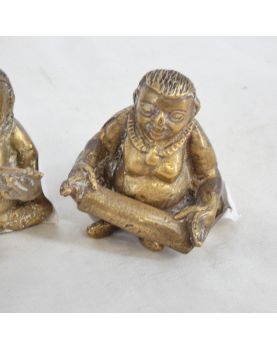 Lot de 3 Sujets Miniatures Sages Bouddhas en Bronze