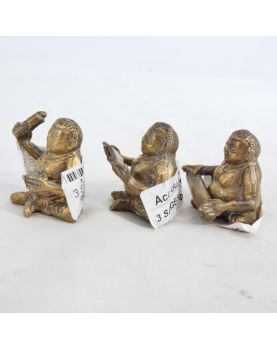 Lot de 3 Sujets Miniatures Sages Bouddhas en Bronze