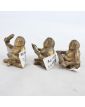 Lot de 3 Sujets Miniatures Sages Bouddhas en Bronze