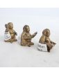 Lot de 3 Sujets Miniatures Sages Bouddhas en Bronze