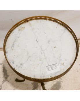 Petit Guéridon Bouillotte Marbre Blanc