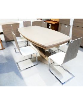 Salle à Manger Moderne Blanc et Bois Gris