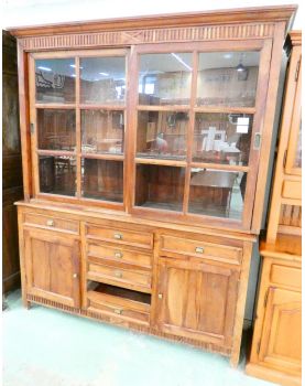 Buffet 2 Corps en Teck Haut 2 Porte Coulissantes 2 Portes 7 Tiroirs