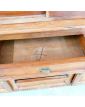 Buffet 2 Corps en Teck Haut 2 Porte Coulissantes 2 Portes 7 Tiroirs