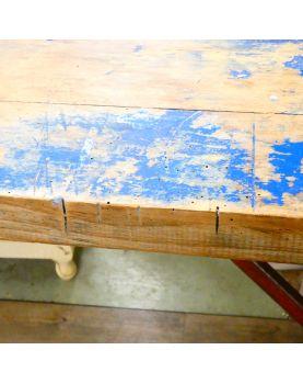 Ancien Établi Pliant Patiné