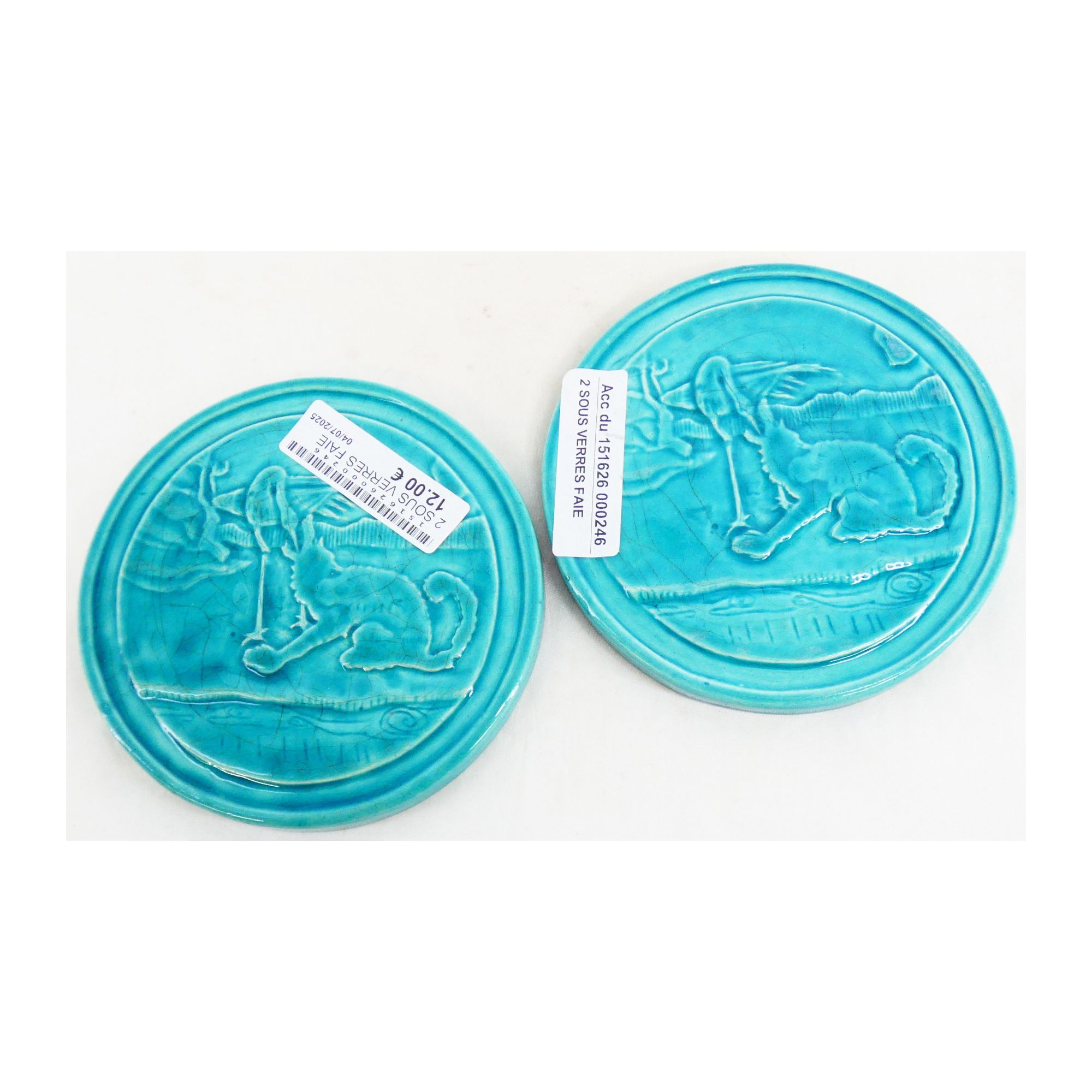 Paire de Sous Verres en Faïence Paire de Sous Verres en Faïence