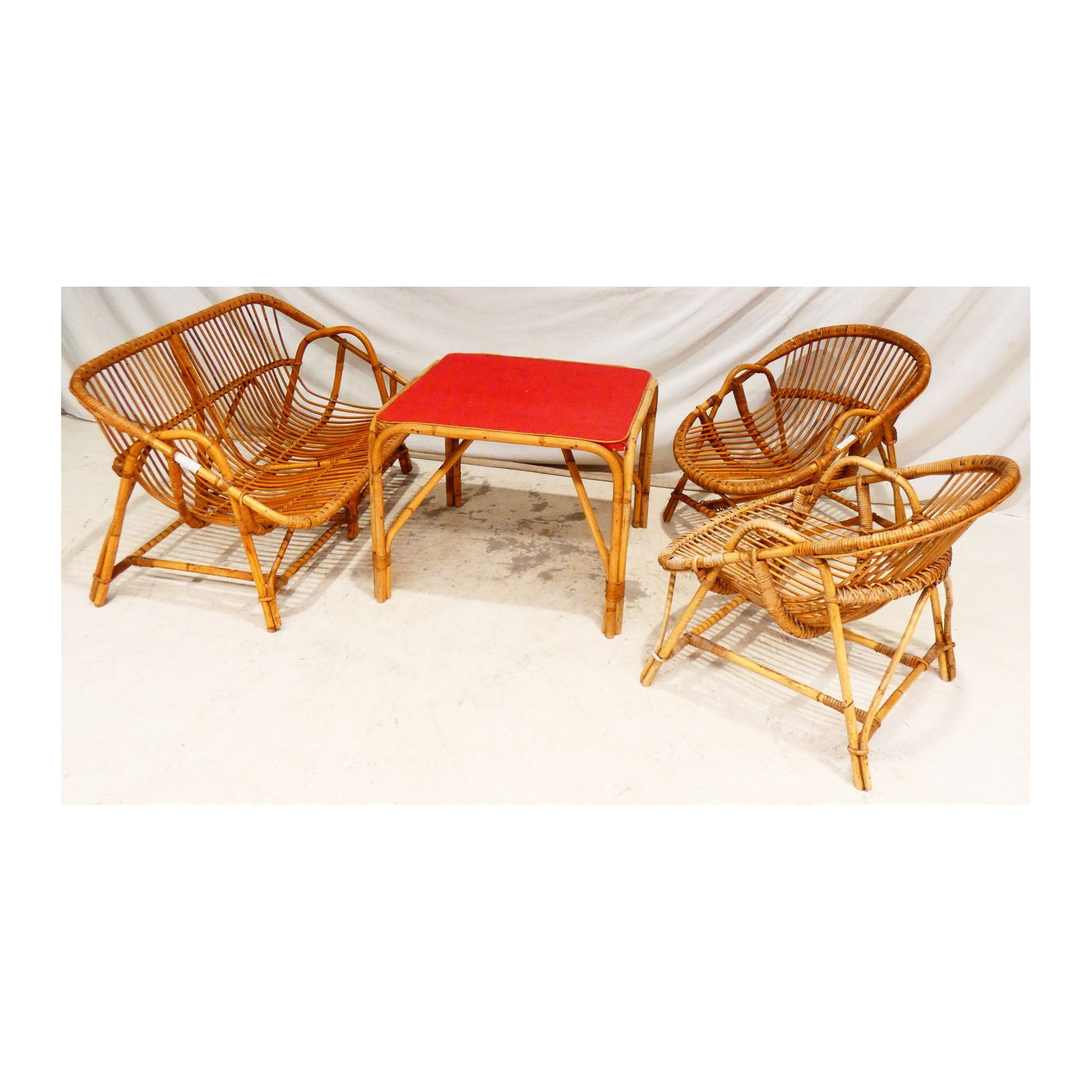 4 Piece Rattan Living Room Set from the 70s 4 Piece Rattan Living Room Set from the 70s
