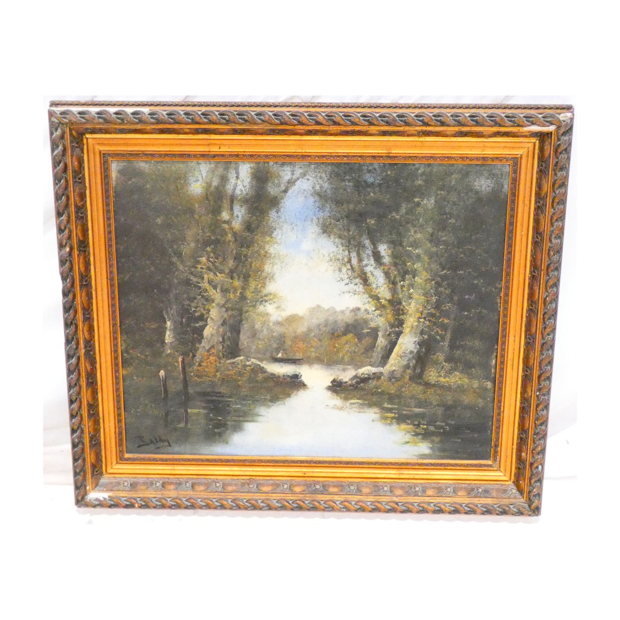 Oil on canvas Landscape by Baldy in the style of BARBISON Oil on canvas Landscape by Baldy in the style of BARBISON