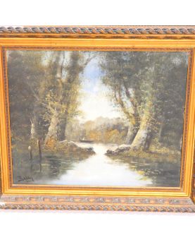 Oil on canvas Landscape by Baldy in the style of BARBISON