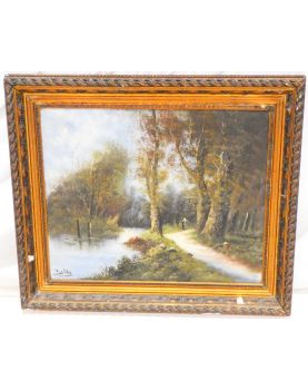 Oil on canvas Landscape by Baldy in the style of BARBISON