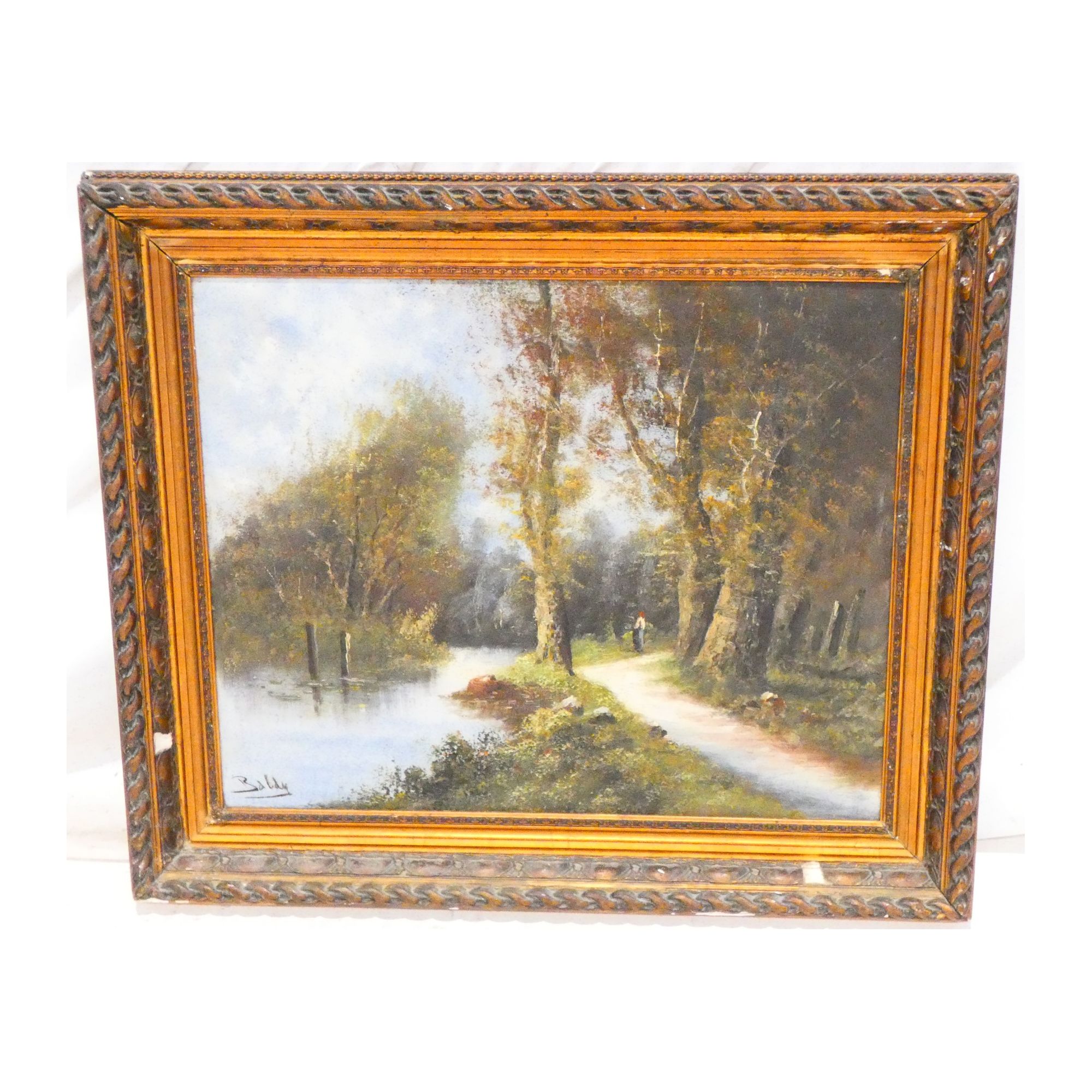 Oil on canvas Landscape by Baldy in the style of BARBISON Oil on canvas Landscape by Baldy in the style of BARBISON