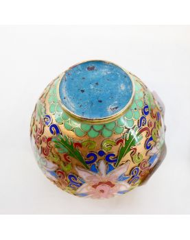Pair of Small Enamelled Pots with Support in Wood