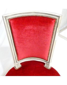 Paire de Chaises de Chambre Style Louis XVI Tapissées Rouge