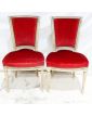 Paire de Chaises de Chambre Style Louis XVI Tapissées Rouge