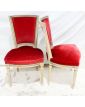 Paire de Chaises de Chambre Style Louis XVI Tapissées Rouge