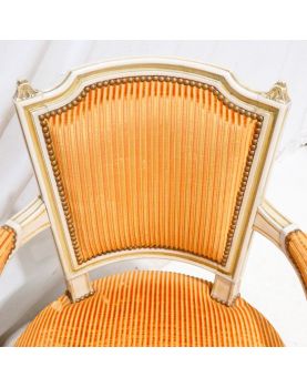 Paire de Fauteuils Louis XVI Ocre à Rayures