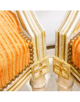 Pair of Louis XVI Chairs Ocre à Rayures