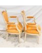 Paire de Fauteuils Louis XVI Ocre à Rayures