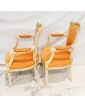 Paire de Fauteuils Louis XVI Ocre à Rayures
