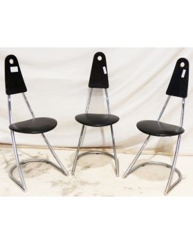 Série de 3 Chaises Moderne en Chrome