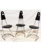 Série de 3 Chaises Moderne en Chrome