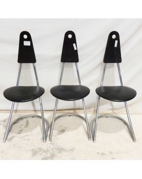 Série de 3 Chaises Moderne en Chrome