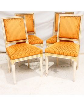 Série de 4 Chaises Tapissées Style Louis XVI