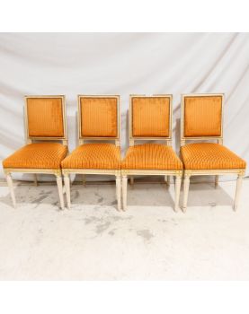Série de 4 Chaises Tapissées Style Louis XVI