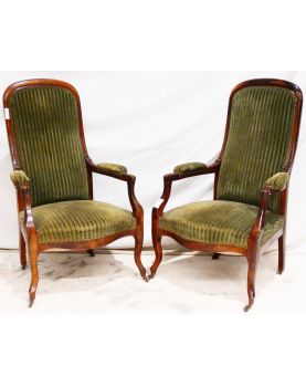 Paire de Fauteuils Voltaire Tapissés Vert