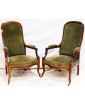 Paire de Fauteuils Voltaire Tapissés Vert