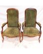 Paire de Fauteuils Voltaire Tapissés Vert