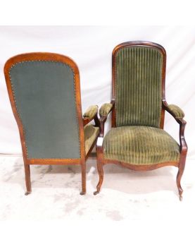 Paire de Fauteuils Voltaire Tapissés Vert