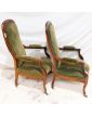 Paire de Fauteuils Voltaire Tapissés Vert