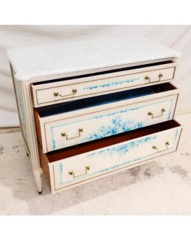Commode Moderne Style Louis XVI Dessus Marbre Blanc