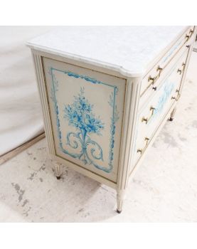 Commode Moderne Style Louis XVI Dessus Marbre Blanc