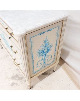 Commode Moderne Style Louis XVI Dessus Marbre Blanc
