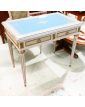Petit Bureau 2 Tiroirs 2 Tablettes Style Louis XVI Dessus Bleu
