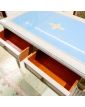 Petit Bureau 2 Tiroirs 2 Tablettes Style Louis XVI Dessus Bleu