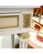Petit Bureau 2 Tiroirs 2 Tablettes Style Louis XVI Dessus Bleu