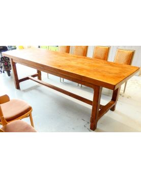 Ancienne Table de Ferme en Orme Patiné