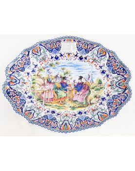 Grand Plat Ovale Décor Folklorique