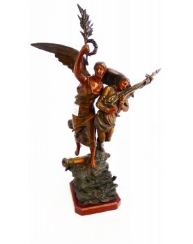 Large Subject in Regulated on Socle in Wood Signed Emile LAPORTE