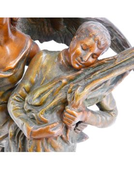 Large Subject in Regulated on Socle in Wood Signed Emile LAPORTE