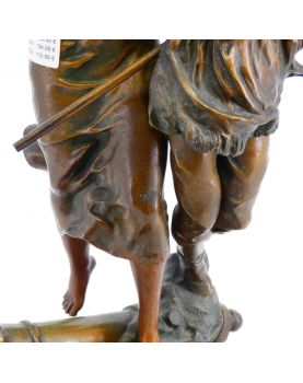 Large Subject in Regulated on Socle in Wood Signed Emile LAPORTE