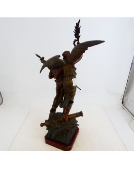 Large Subject in Regulated on Socle in Wood Signed Emile LAPORTE